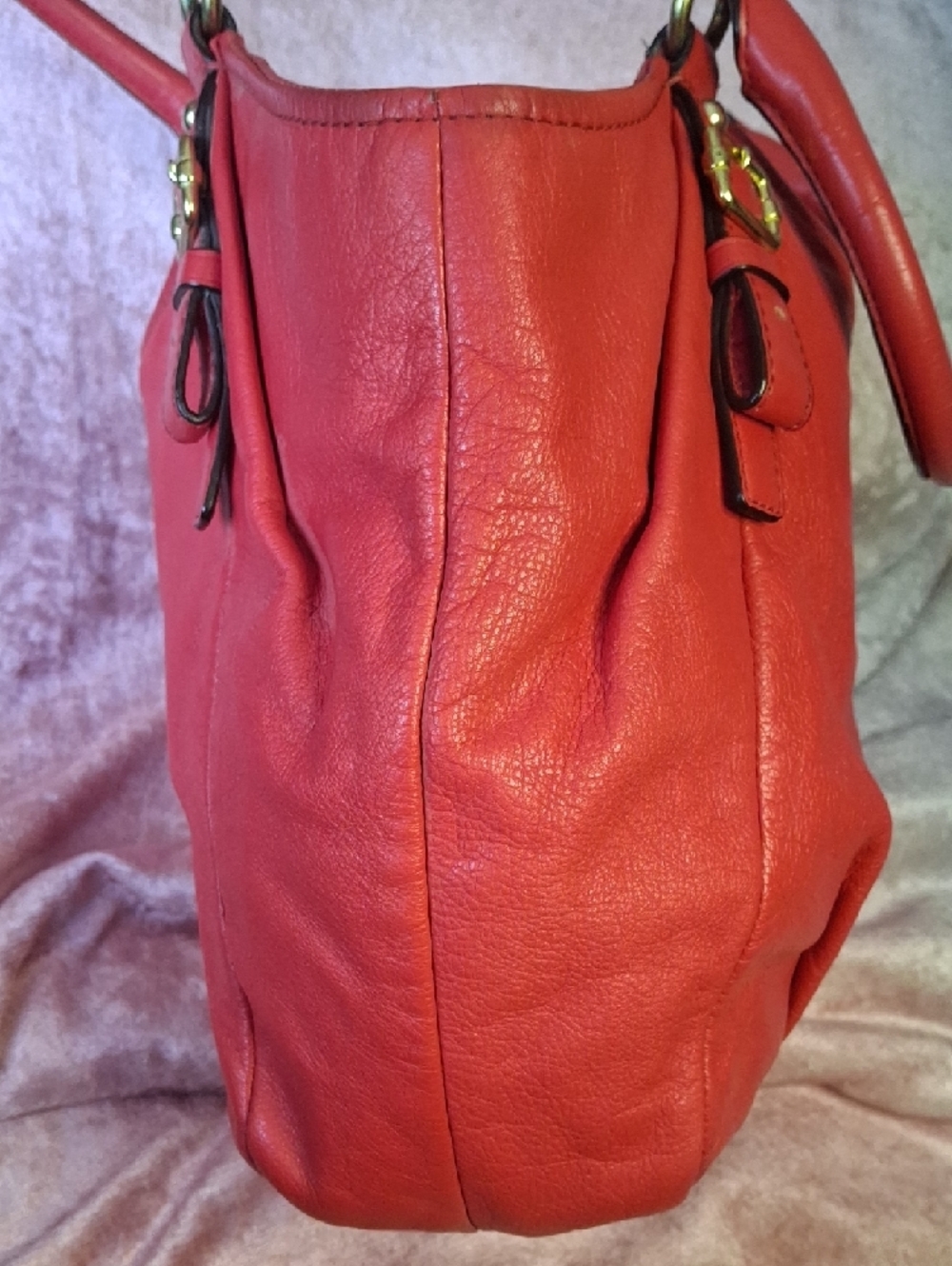 COACH MADISON ABIGAIL Light Red Leather Shoulder Bag with Gold Accents - Picture 7 of 9